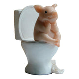Maxbell Modern Pig Figurine Sculpture Micro Landscape Crafts Cake Toppers Home Decor Sit on Toilet
