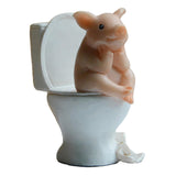 Maxbell Modern Pig Figurine Sculpture Micro Landscape Crafts Cake Toppers Home Decor Sit on Toilet