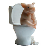 Maxbell Modern Pig Figurine Sculpture Micro Landscape Crafts Cake Toppers Home Decor Sit on Toilet