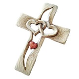 Maxbell Wooden Wall Cross Intertwined Heart Blessing Crucifix Orthodox Couple Gift