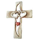 Maxbell Wooden Wall Cross Intertwined Heart Blessing Crucifix Orthodox Couple Gift