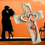 Maxbell Wooden Wall Cross Intertwined Heart Blessing Crucifix Orthodox Couple Gift