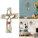 Maxbell Wooden Wall Cross Intertwined Heart Blessing Crucifix Orthodox Couple Gift