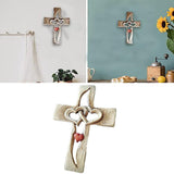 Maxbell Wooden Wall Cross Intertwined Heart Blessing Crucifix Orthodox Couple Gift