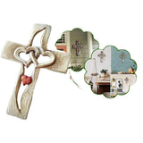 Maxbell Wooden Wall Cross Intertwined Heart Blessing Crucifix Orthodox Couple Gift