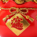 Maxbell Resin Piggy Bank Money Bag Shape Figurine for Home Decorations Red 11x13cm