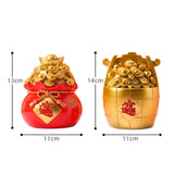 Maxbell Resin Piggy Bank Money Bag Shape Figurine for Home Decorations Red 11x13cm