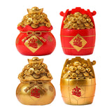 Maxbell Resin Piggy Bank Money Bag Shape Figurine for Home Decorations Red 11x13cm