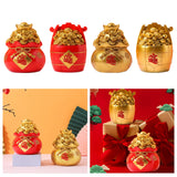 Maxbell Resin Piggy Bank Money Bag Shape Figurine for Home Decorations Red 11x13cm