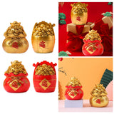 Maxbell Resin Piggy Bank Money Bag Shape Figurine for Home Decorations Red 11x13cm