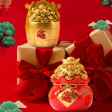 Maxbell Resin Piggy Bank Money Bag Shape Figurine for Home Decorations Red 11x13cm