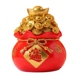 Maxbell Resin Piggy Bank Money Bag Shape Figurine for Home Decorations Red 11x13cm