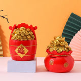 Maxbell Resin Piggy Bank Money Bag Shape Figurine for Home Decorations Red 11x13cm