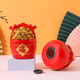 Maxbell Resin Piggy Bank Money Bag Shape Figurine for Home Decorations Red 11x13cm