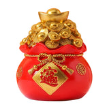 Maxbell Resin Piggy Bank Money Bag Shape Figurine for Home Decorations Red 11x13cm