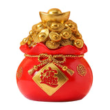 Maxbell Resin Piggy Bank Money Bag Shape Figurine for Home Decorations Red 11x13cm