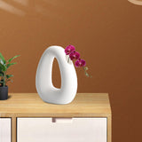 Maxbell Geometric Ceramic Flower Vase Matte Irregular Office Flower Arrangement 20x15.5cm