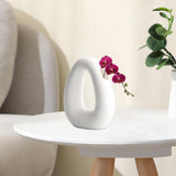 Maxbell Geometric Ceramic Flower Vase Matte Irregular Office Flower Arrangement 20x15.5cm
