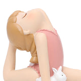 Maxbell Bunny Girl Yoga Pose Figurine Meditation Gifts for Bookshelf Shelf Lovers  Lean back