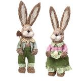Maxbell Cute Straw Rabbit Easter Farmer Bunny Figure for Wedding Party Decor 44