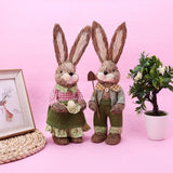 Maxbell Cute Straw Rabbit Easter Farmer Bunny Figure for Wedding Party Decor 44