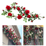 Maxbell 6ft Artificial Flower Silk Rose Leaf Garland Vine Home Wedding Garden Decors Red 11cm