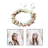Maxbell Flower Headband Bride Crown Tiaras with Adjustable Ribbon for Wedding Pink