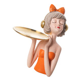 Maxbell Girl Storage Tray Figurine Statue Unique for Jewelry Earrings Christmas Orange