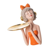 Maxbell Girl Storage Tray Figurine Statue Unique for Jewelry Earrings Christmas Orange