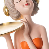 Maxbell Girl Storage Tray Figurine Statue Unique for Jewelry Earrings Christmas Orange