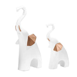 Maxbell 3x Modern Elephant Statues Animal Model Resin for Shelf Desktop Decoration White