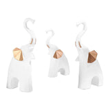 Maxbell 3x Modern Elephant Statues Animal Model Resin for Shelf Desktop Decoration White