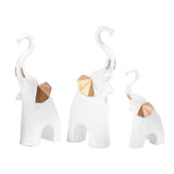 Maxbell 3x Modern Elephant Statues Animal Model Resin for Shelf Desktop Decoration White