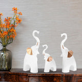 Maxbell 3x Modern Elephant Statues Animal Model Resin for Shelf Desktop Decoration White
