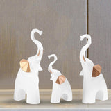 Maxbell 3x Modern Elephant Statues Animal Model Resin for Shelf Desktop Decoration White