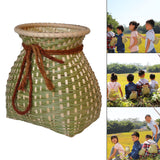 Maxbell Bamboo Basket Planter Vase Organizer for Floral Arrangement Kitchen Home 12x16cm