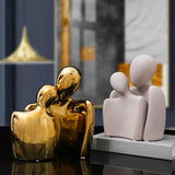 Maxbell Abstract Lover Statue Modern Couple Figurine for Home Living Room Decoration White S