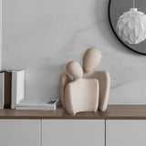 Maxbell Abstract Lover Statue Modern Couple Figurine for Home Living Room Decoration White S