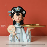 Maxbell Chinese Palace Girl Figurine Home Living Room Cookie Fruit  L Tray