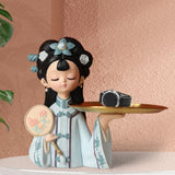 Maxbell Chinese Palace Girl Figurine Home Living Room Cookie Fruit  L Tray