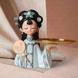 Maxbell Chinese Palace Girl Figurine Home Living Room Cookie Fruit  L Tray