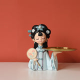Maxbell Chinese Palace Girl Figurine Home Living Room Cookie Fruit  S Tray