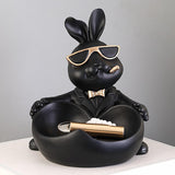 Maxbell Rabbit Statue Figurine Storage Box Animal Key Container Ornament Home Decor Black