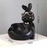 Maxbell Rabbit Statue Figurine Storage Box Animal Key Container Ornament Home Decor Black