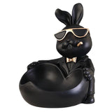 Maxbell Rabbit Statue Figurine Storage Box Animal Key Container Ornament Home Decor Black