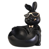 Maxbell Rabbit Statue Figurine Storage Box Animal Key Container Ornament Home Decor Black