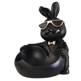 Maxbell Rabbit Statue Figurine Storage Box Animal Key Container Ornament Home Decor Black