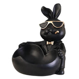 Maxbell Rabbit Statue Figurine Storage Box Animal Key Container Ornament Home Decor Black