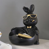 Maxbell Rabbit Statue Figurine Storage Box Animal Key Container Ornament Home Decor Black