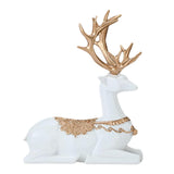 Maxbell Couple Deer Statue Resin Figurine Feng Shui for Wine Cabinet Tabletop Office White Gold Rack